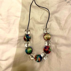 Statement acrylic and floral adjustable necklace. Great condition. Fun piece!